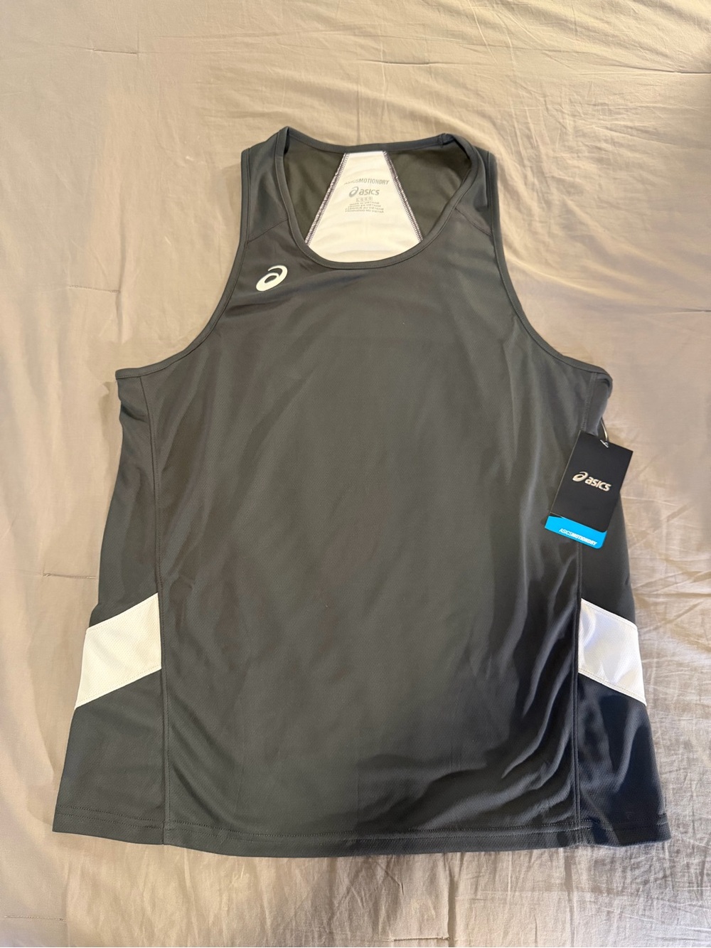 NWT ASICS Men’s Grey Athletic Tank with White Accents